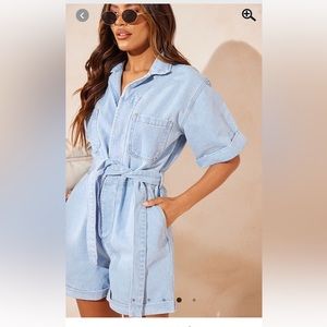 Oversized tie waist romper